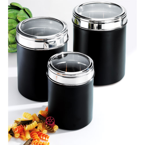 3Piece Stainless Steel Canister Set, Black