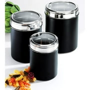 3-Piece Stainless Steel Canister Set, Black