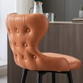 thumbnail image 5 of 180° Swivel Bar Stool Chairs Set of 2, Modern Leathaire Fabric Counter Height 25" Bar Chairs, Tufted Gold Nailhead Trim Bar Stools with Metal Legs for Kitchen Island Restaurant Pub Counter, Orange, 5 of 7