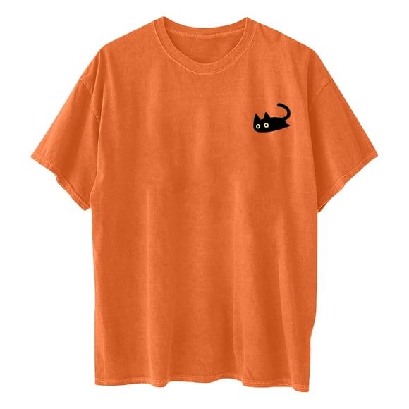 Zshosam T-Shirts à Col en V Chemises pour Hommes T-Shirt à Manches Courtes pour Hommes T-Shirts à Col Ras du Cou pour Hommes Taille P,(Orange P)