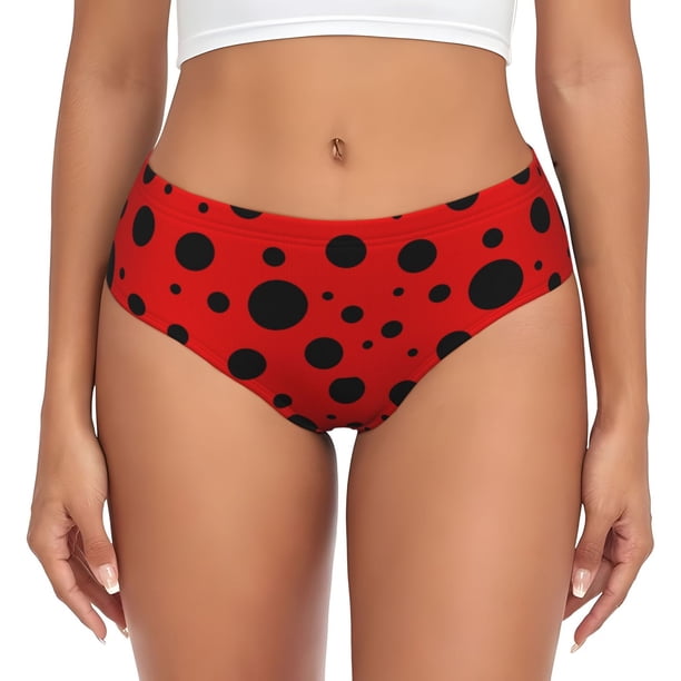 Fotbe Ladybug Pattern Calzones Estampados para Mujer – Ropa Interior de Algodón, Cómoda, Suave y Elástica-Medium