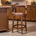 thumbnail image 2 of Tcbosik 26-Inch Counter Height Barstool in Brown Cow top Leather, Solid Wooden Kitchen Island Stool with 360-Degree Swivel Padded Seat and Solid Wood Legs, Easy Assembly, 2 of 7