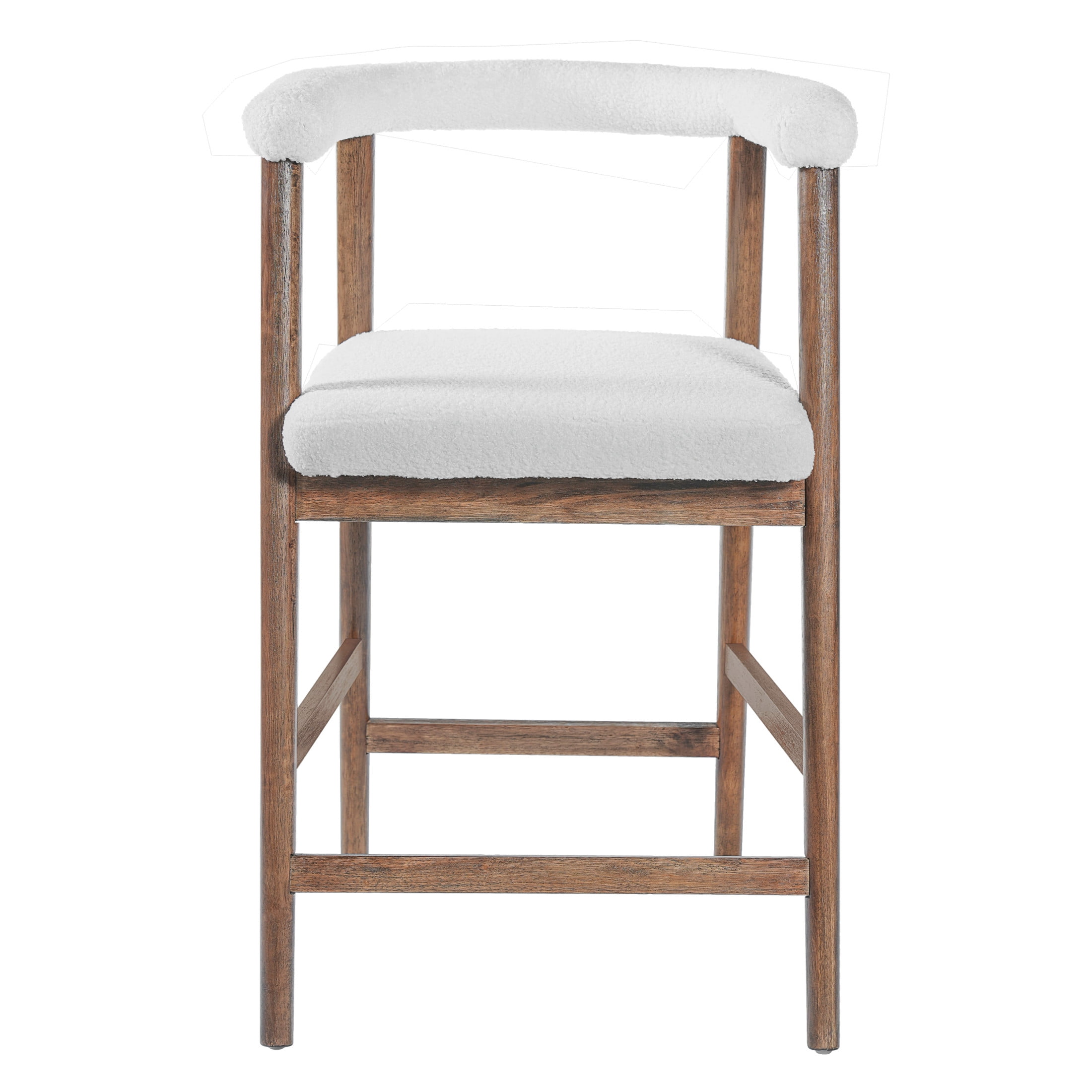 Christopher Knight Home 24.5" Seat Height Bar Stools with Back, Upholstered Counter Stools for Kitchen Island, Walnut, Set of 2