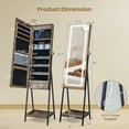 thumbnail image 3 of Gymax 3-Color LED Jewelry Armoire with Built-in Light and Power Adapter, Rustic Brown, 3 of 10