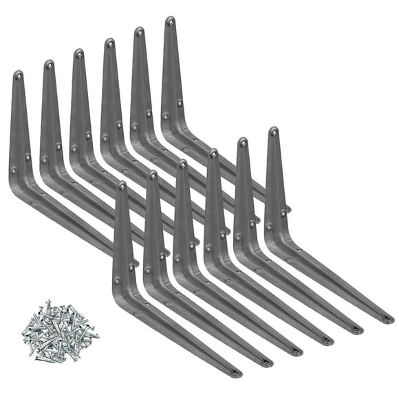 Wideskall Étagères d'Angle Murales en Métal 5 Pouces x 6 Pouces Pouces, Gris, Lot de 12