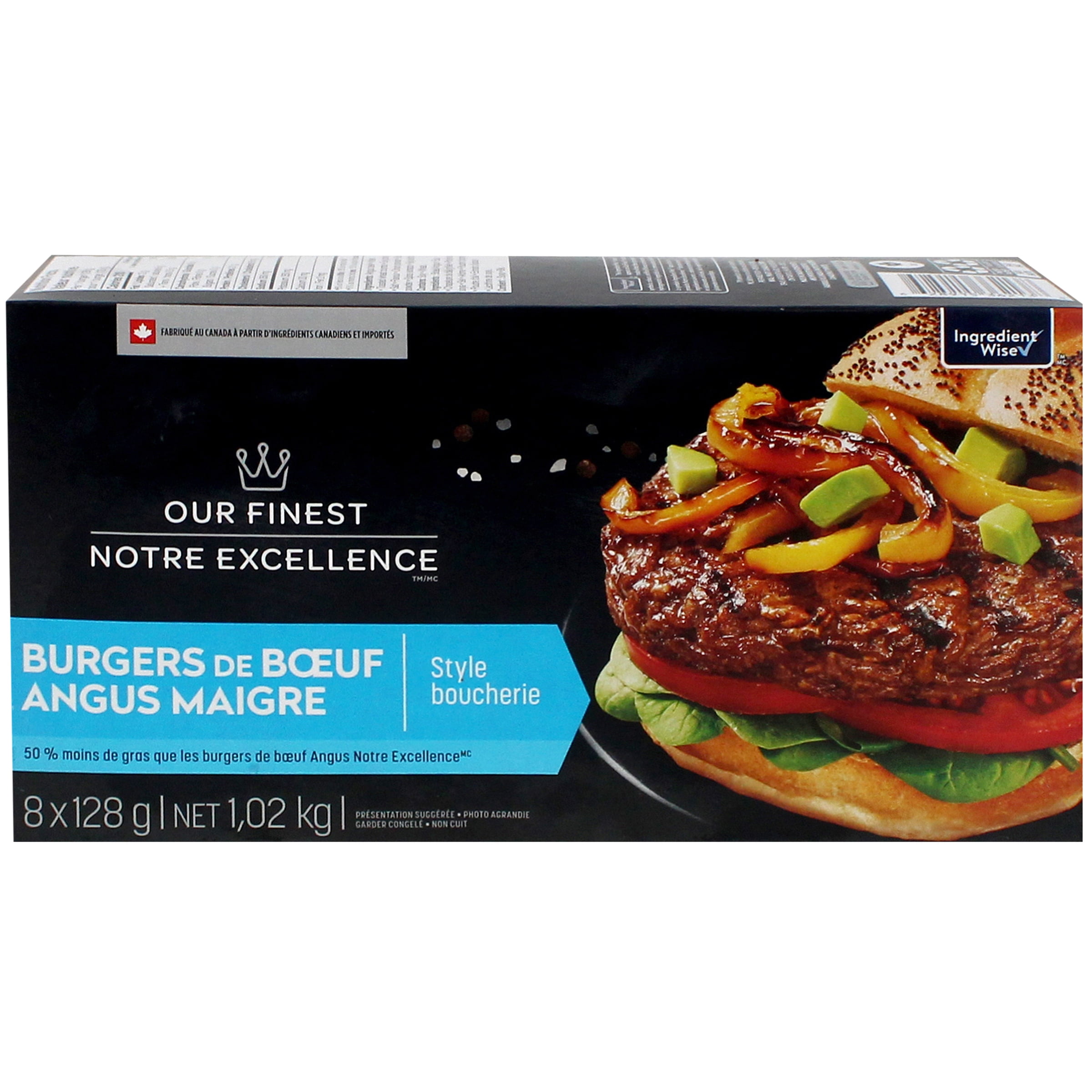Our Finest Frozen Lean Angus Beef Burgers 8x128g, 1.02 kg - Walmart.ca