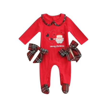 

SAYOO Baby Romper Christmas Cartoon Patterns Print Peter Pan Collar Long Sleeve Jumpsuit for Spring Fall 0-18 Months