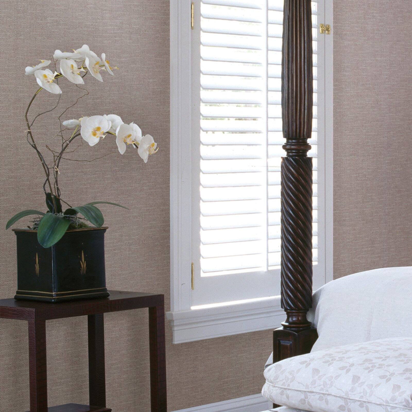 Kenneth James Valois Dark Brown Linen Texture Wallpaper