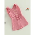 thumbnail image 4 of Musuos Toddler Girls Boys Short Playsuit 6M 12M 18M 24M 3Y 4Y Solid Color Crew Neck Sleeveless Jumpsuits Summer Casual Romper, 4 of 10