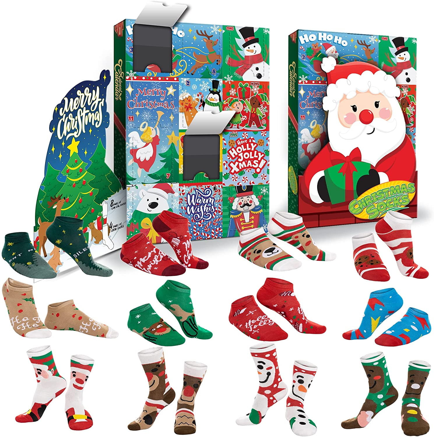 2021 Christmas Advent Calendar 12 Days of Christmas Socks Countdown Calendar  Includes 12 Pairs Socks Bulk with 8 Low Cut Socks and 4 Knee High Socks -  Walmart.com