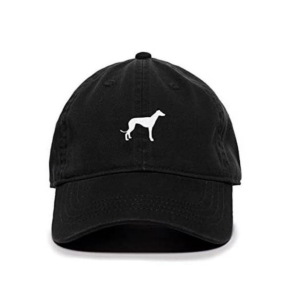 Greyhound Dog Baseball Cap Embroidered Cotton Adjustable Dad Hat Black