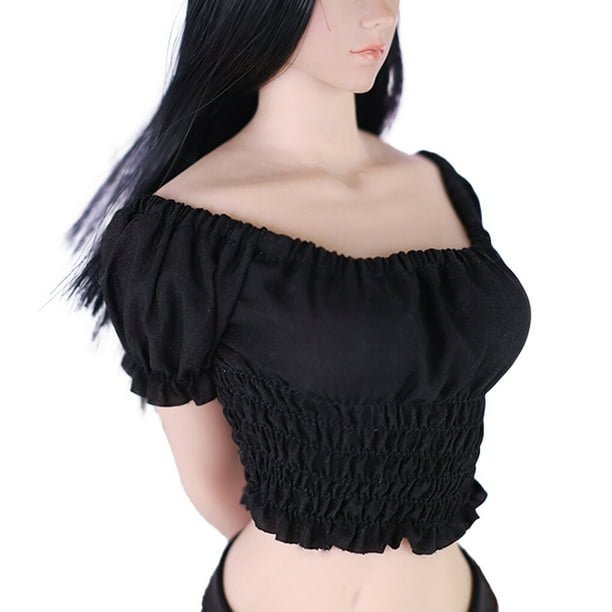 1 Set 1/6 Action Figure Exquisite Beautiful Sexy Doll Clothes Realistic  Creative Shirt Unique Design DIY Accessory Detachable Costume for 12inch  Figure black