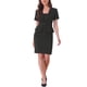 thumbnail image 2 of Vestido Casual de Carrera de Dos Piezas Falso Slim Vintage con Cinturón y Cuello en V de Manga Corta para Mujeres, Negro S, 2 of 6