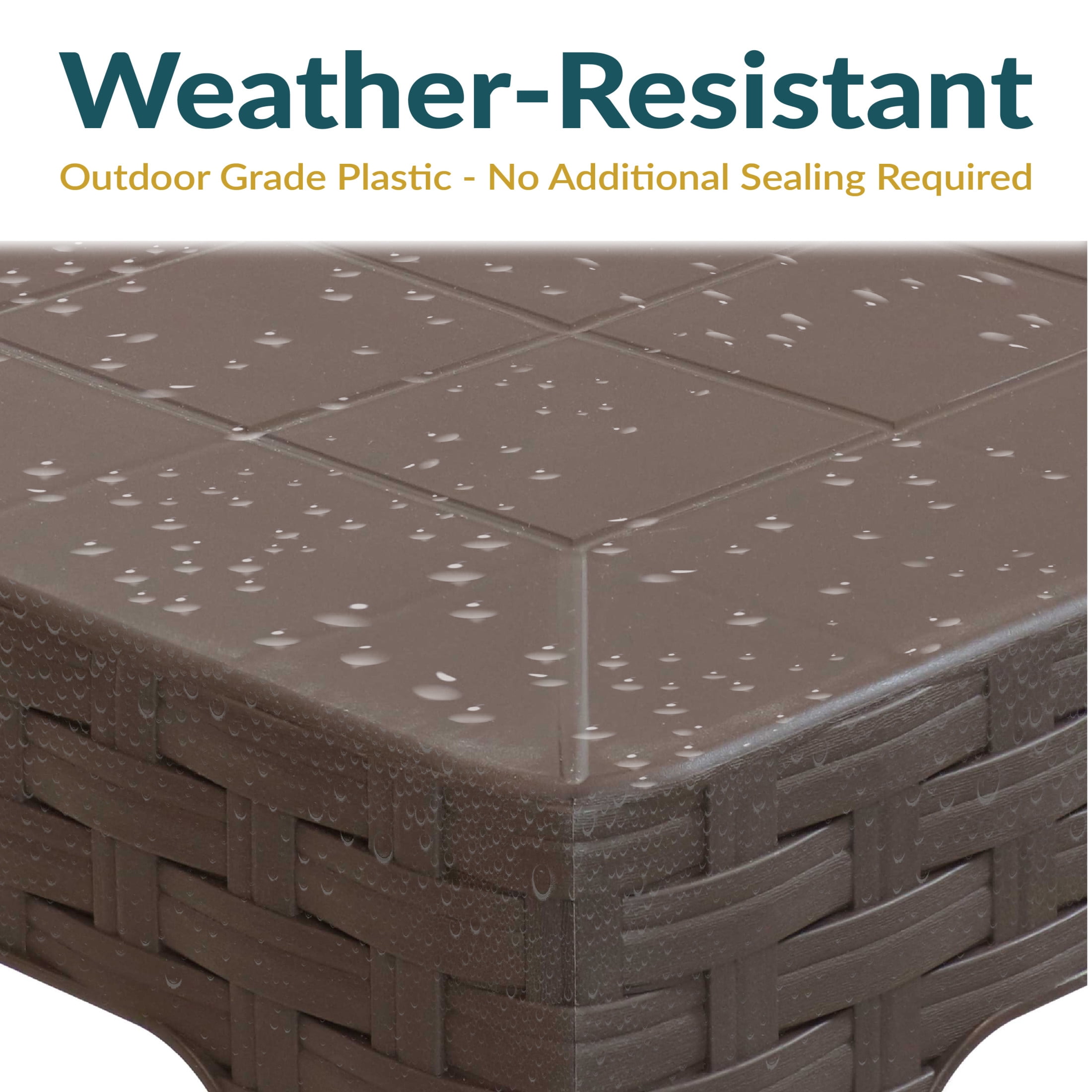 Sunnydaze Outdoor Contemporary Plastic Square End Table, Brown (Set of 4)