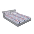 thumbnail image 2 of Ambesonne Nautical Fitted Sheet & Pillow Sham Set, Marine Pattern Stripes, Queen, Night Blue Orange, 2 of 2