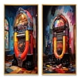 thumbnail image 2 of Designart "Jukeboxes Nostalgic harmonies I" Jukeboxes Framed Wall Art Set Of 2 - Orange Fashion Framed Canvas Set For Living Room Decor, 2 of 6