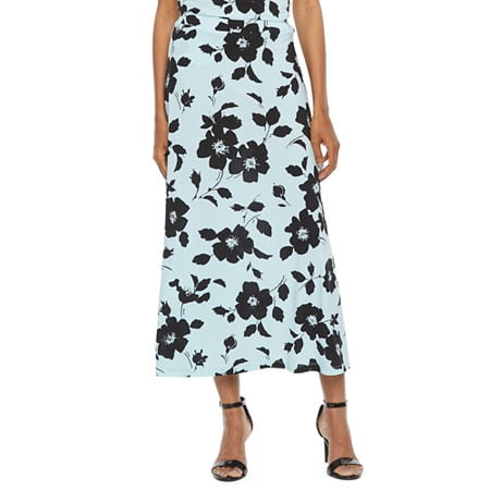 Evan-Picone Women's Maxi Skirt M Clear Water/Black