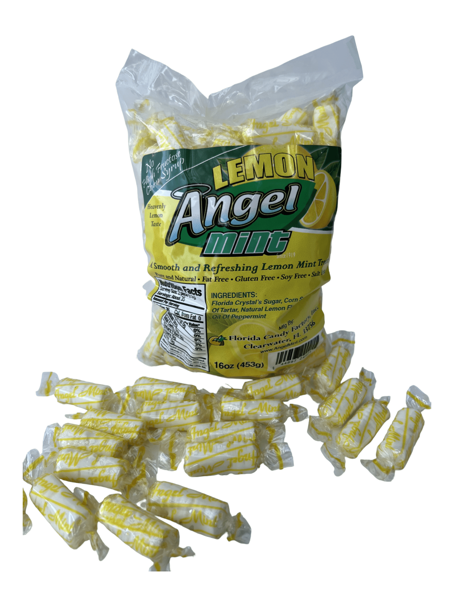 Angel Mint Lemon Individually Wrapped Peppermint Stick Mints Old Fashion Candy Pure and