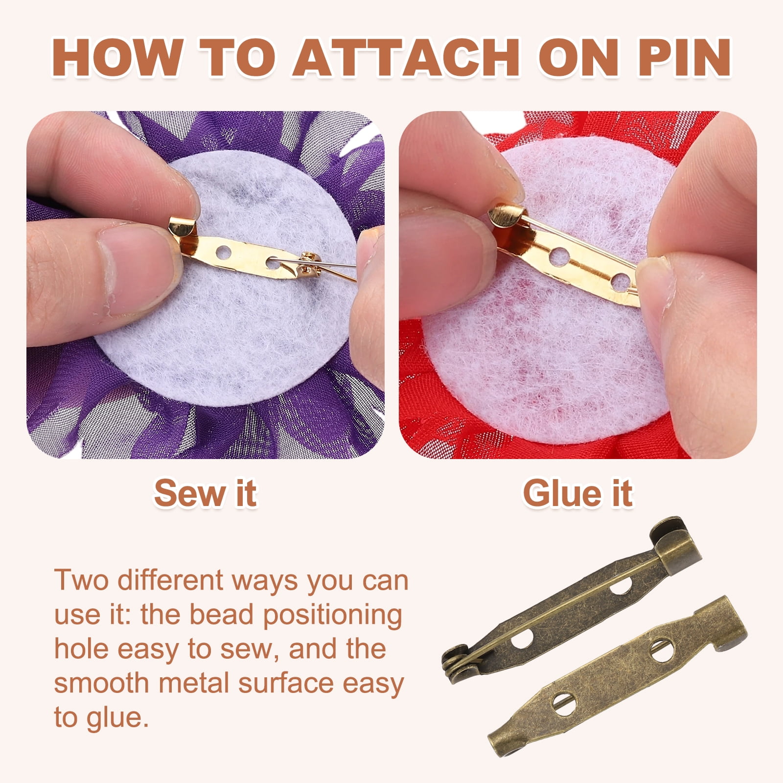 Uxcell 200 Pcs Brooch Pin Backs, Metal Bar Pins Backs Safety Clasp for DIY Crafts Name Tags Badges Corsage Jewelry Making(25/30/35/40mm, Bronze)