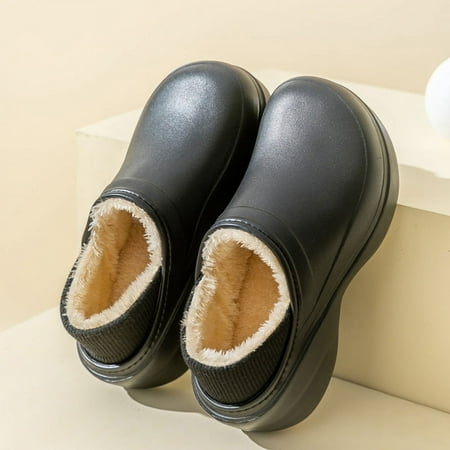 

Winter Furry Slippers Women Men Warm Soft Thick Sole Plush Fluffy Slippers Outdoor Home Couples Non-slip Cotton Shoes