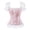 Pink, variant on Corset Top Women with Sleeves Zipper Basques Lace Lingerie Plus Size White 6XL