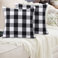 thumbnail image 1 of Haperlare 18"x18" Throw Cushion Cases Buffalo Check Plaid Throw Pillow Covers Square Cotton Cushion Covers for Living Room Bedroom, Black White, 2 Pieces, 1 of 5