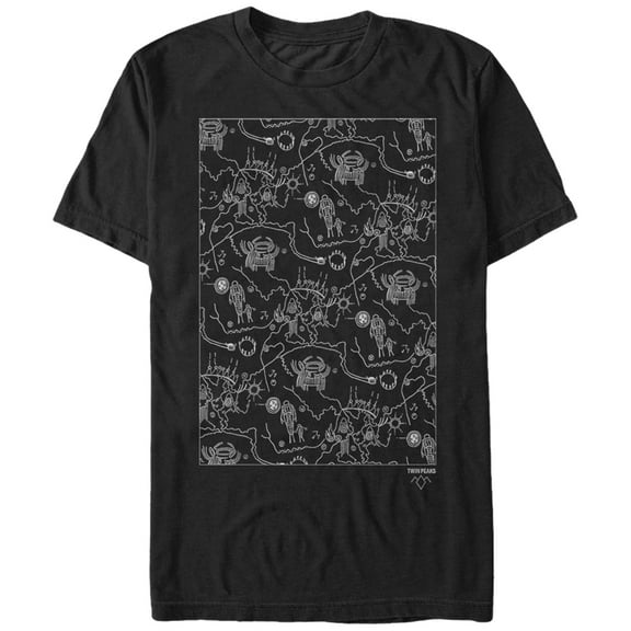 Men's Twin Peaks Owl Cave Map  Graphic Tee Black Medium