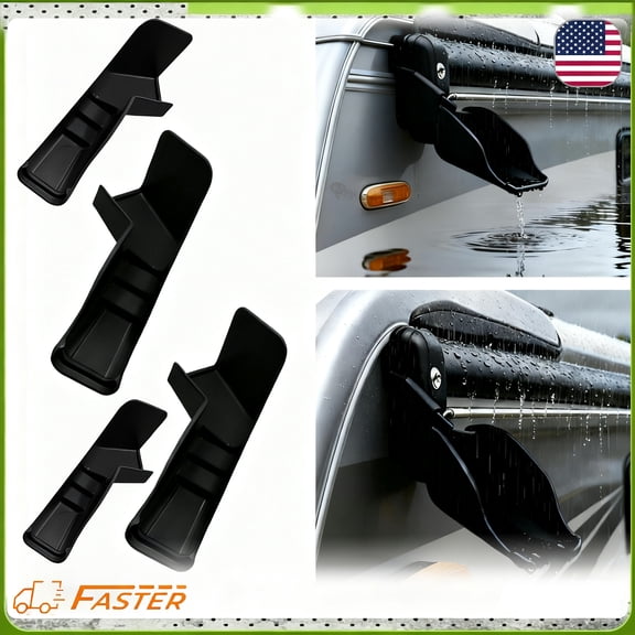 JJMY Universal Gutter Spout Long Version Left & Right Blk For RV Truck Boat Rain RVs