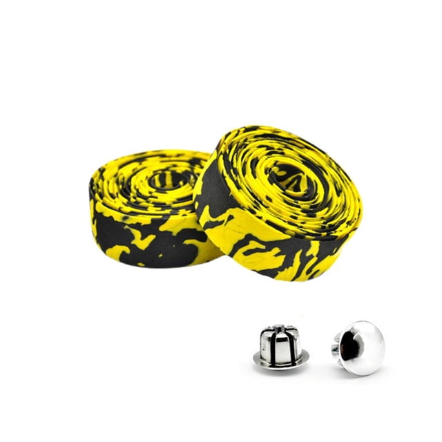 Handle Bar Tape Road Bike Drop Bar Tape For Fixie With Bar Plugs Camouflage Non-Slip Sponge