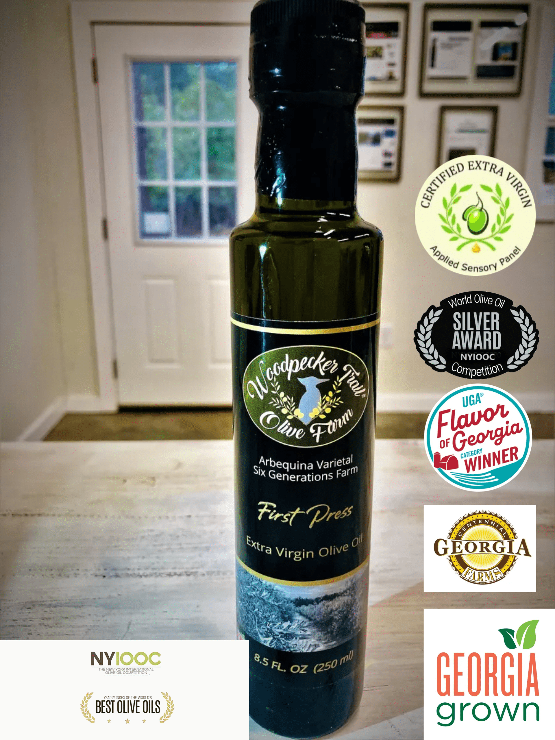 Woodpecker Trail Olive Farm Extra Virgin Olive Oil, 1 Bottle, 250 mL