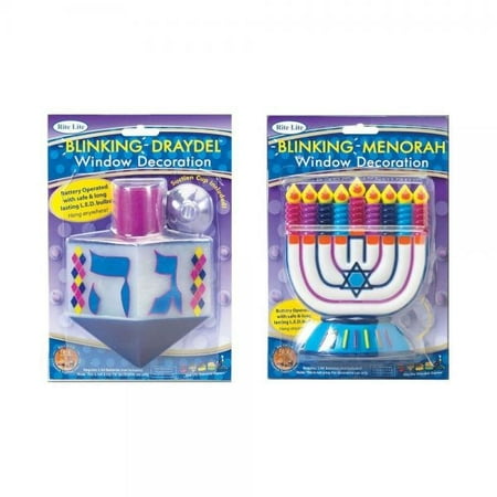 - Rite -Lite Judaica Battery Operated Blinking Menora/Draydel Window Decoration- receive only 1 Menorah or Draydel