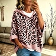thumbnail image 2 of KHONTS 3/4 Sleeve Leopard Sweaters for Women Lightweight Pullover Sweater Hoodie Casual Loose Drawstring Oversized Fall Outfits Pink M, 2 of 5