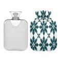 thumbnail image 2 of 2L Hot Water Bottle with Soft Velvet Cover PVC Hot Water Bag for Pain Relief Long-Lasting Warmth Dark Green Geometric Flowers, 2 of 8