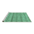 thumbnail image 2 of Ahgly Company Machine Washable Indoor Square Checkered Turquoise Blue Modern Area Rugs, 6' Square, 2 of 4