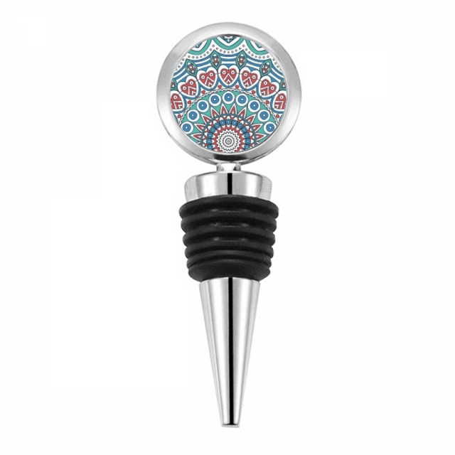 Printing Repeat Cloth Blue Colorful Herat Art Bottle Stopper Stainless Steel Rubber Reusable