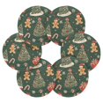 thumbnail image 7 of Yayeee 6 PCS Drink Coasters with Holder Set Woven Absorbent Round Tabletop Hot Pad, Yellow Christmas Gingerbread, 7 of 7