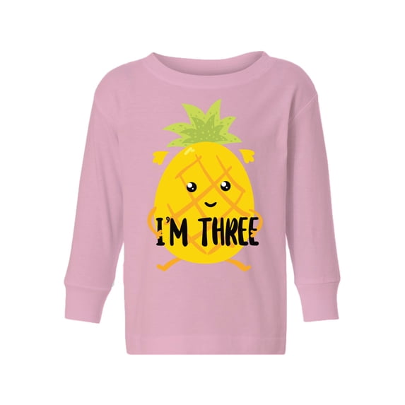 3rd Birthday Pineapple Toddler Long Sleeve Shirt I'm Three Boys Shirt Girls T-Shirt Pineapple Three Kids T-Shirt