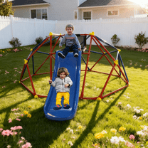 Gundir 6ft Dome Climber with Slide, 1.2m Slide and Climbing Stones, Outdoor Playground for Kids Ages 3-8, 330LBS Capacity