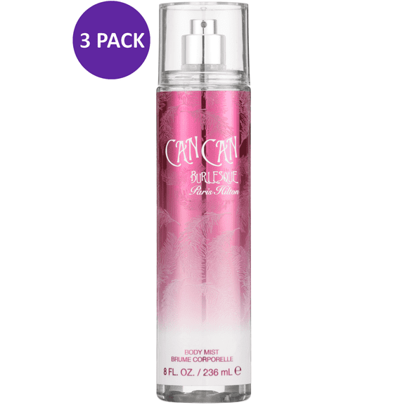 Can Can Burlesque Paris Hilton Body Spray For Women 8.0 oz (PACK OF 3)