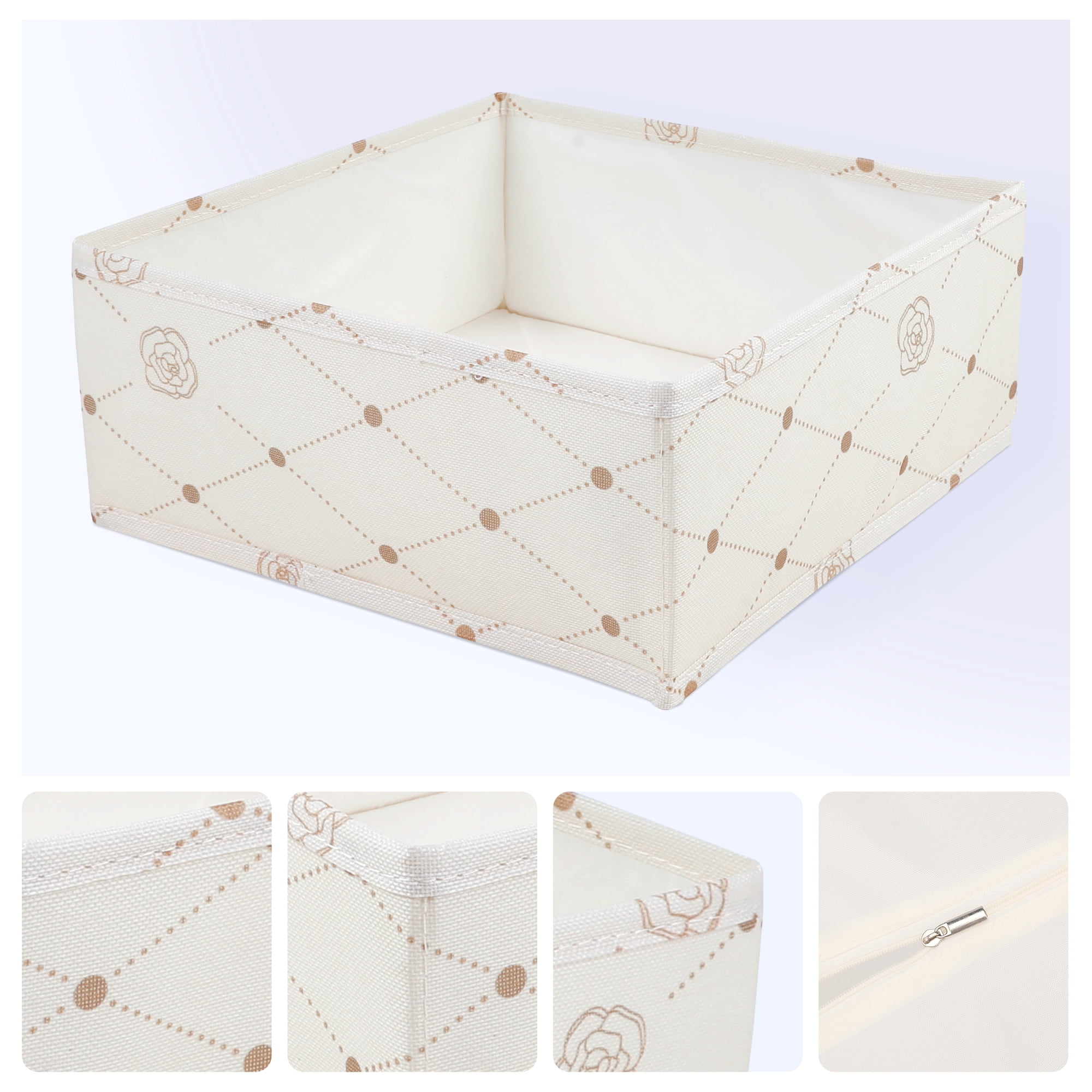 Unique Bargains 3 Pcs Collapsible Storage Cube for Closet Organizers Beige 11"x11"x4.7"