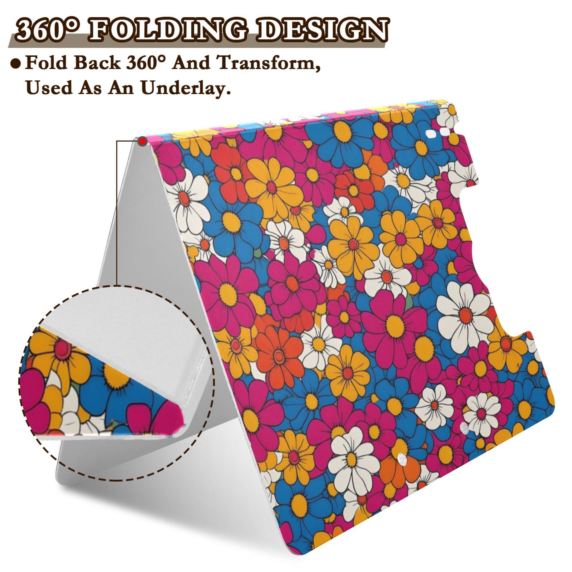 FORMRS A4 Clipboard Folder with Pen Holder Horizontal Foldable School Office Binder, Red Whimsical Floral