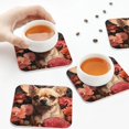 thumbnail image 7 of Honeii Vintage Red Flower Chihuahua Print Leather Coaster Set of 6, Ideal for Safeguarding Your Furniture from Drinks Spills and Effortless Cleanup,Square, 7 of 7