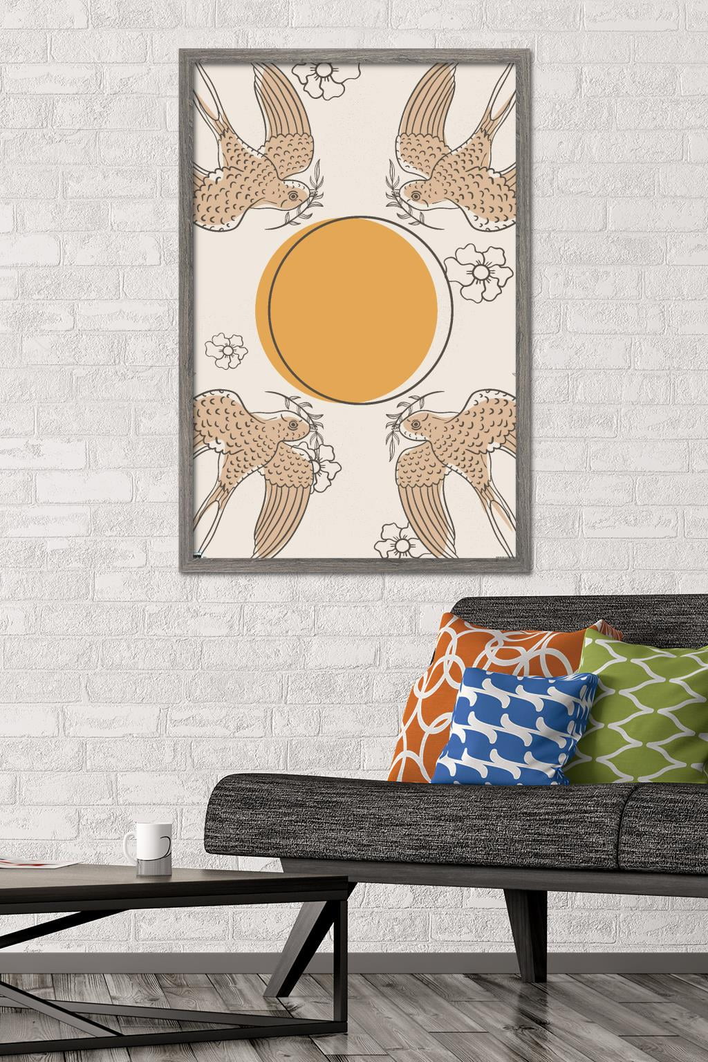 Birds Fly To The Sun Wall Poster, 22.375" x 34" Framed