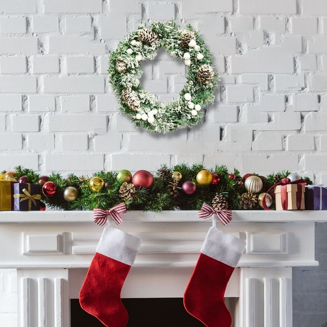 Adornos navideños, adornos navideños, decoración de coronas navideñas, simulación de coronas de flores, escaparate, colgante de puerta, escena navideña, accesorios decorativos, anillos decorativos nav