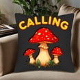 thumbnail image 5 of Set of 2 18x18in Throw Pillow Covers - Whimsical Mushroom Design with Bold ' CALLING ' Text on Dark Background Perfect for Couch Bed Car, 5 of 8