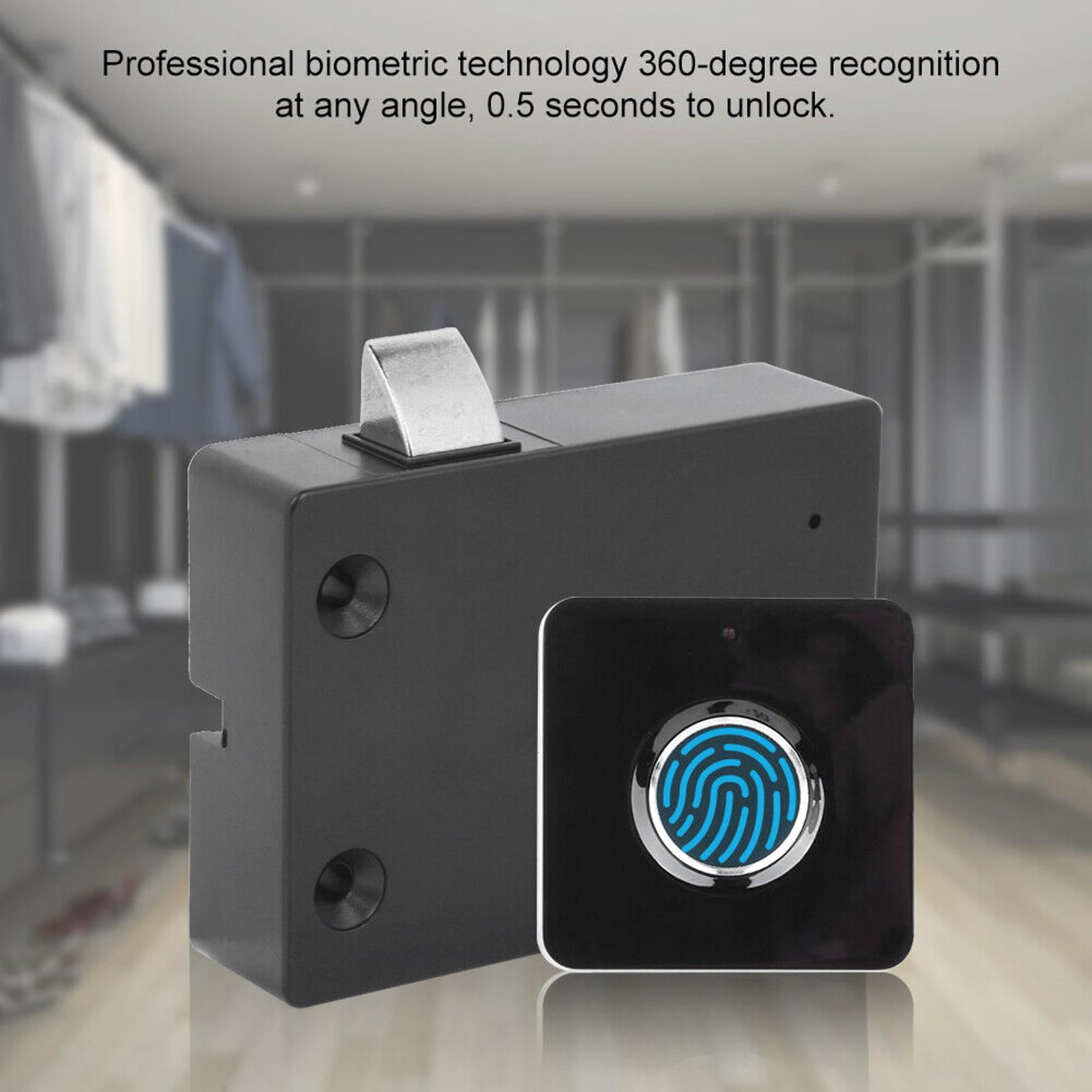 Smart Fingerprint Door Lock, Keyless USB Lock Rechargeable Cabinet Drawer Door Lock for Kictchen Bedroom Home Hotel Office