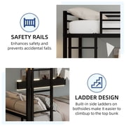 Metal Twin over Twin Bunk Bed, UHOMEPRO Heavy Duty Metal Bunk Bed Frame with Safety Guardrails, Built-in Ladder, Noise-Reduced Slats, Low Profile Bunk Bed for Kids, Teens Bedroom, Black