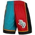 thumbnail image 2 of Men's Mitchell & Ness Teal/Red Detroit Pistons Hardwood Classics 1998 Split Swingman Shorts, 2 of 3