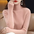 thumbnail image 1 of Suéter de cuello alto para mujer de otoño e invierno, ajustado, elegante, corto, de color sólido, de manga larga, de punto, camisa base, 1 of 5