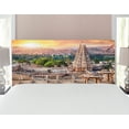 thumbnail image 1 of East Headboard, Viruphaksha Building View up from the Hills Sunset Above City Buildings Rock Tower, Upholstered Decorative Metal Bed Headboard with Memory Foam, Full Size, Orange Cream, by Ambesonne, 1 of 4